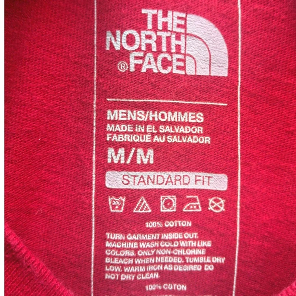 The North Face Mens Red Long Sleeve Box Logo Graphic T-Shirt Size M